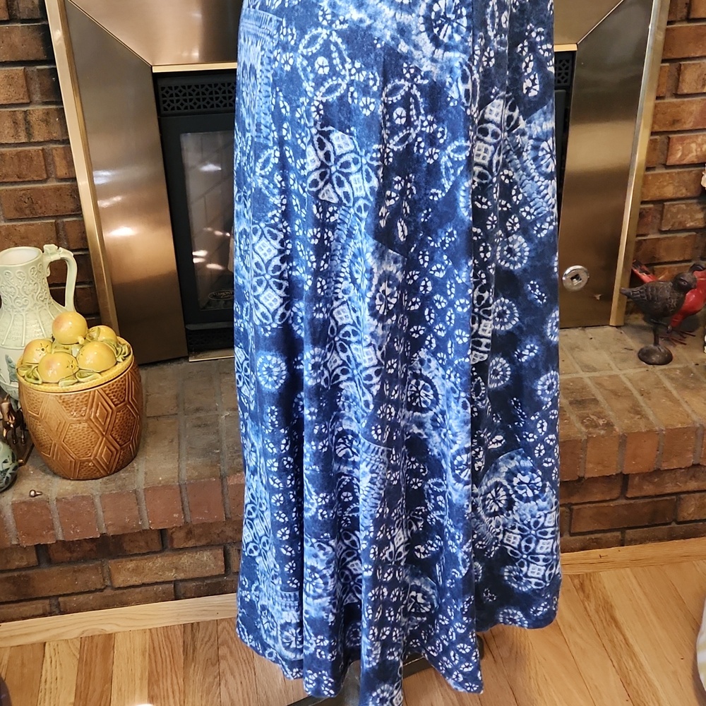 Chaps Blue and White Maxi Dress 100% Cotton Summer Dress Flowy Spring Easter - Picture 10 of 16